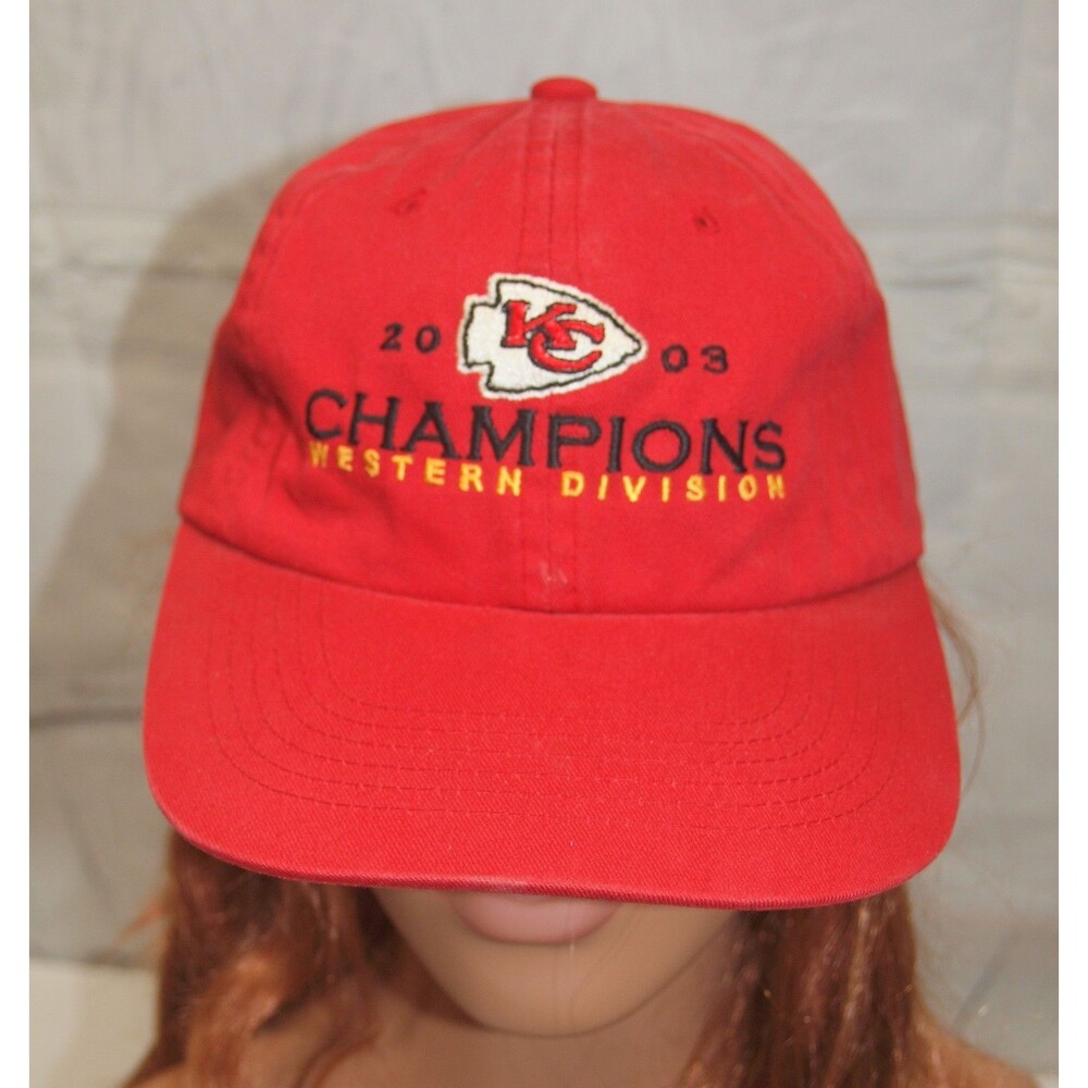 Vintage 2003 Kansas City Chiefs AFC West Division Champions Strapback Hat, Cap